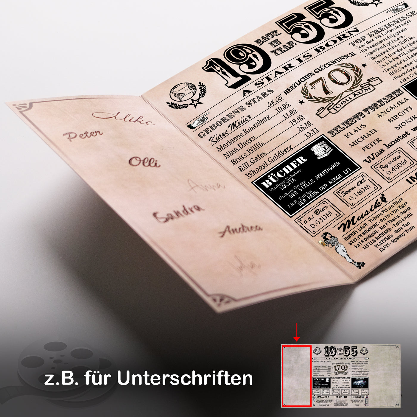 Geburtstagskarte 1955 - 70. Jubiläum